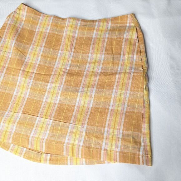 NWT Lulu's Always Sunshine Orange Plaid High Waisted Mini Skirt - Picture 5 of 11